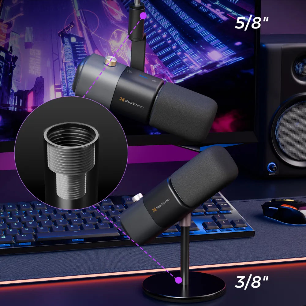 USB&XLR Podcast Microphone | Condenser Mic with Sturdy Desk Stand