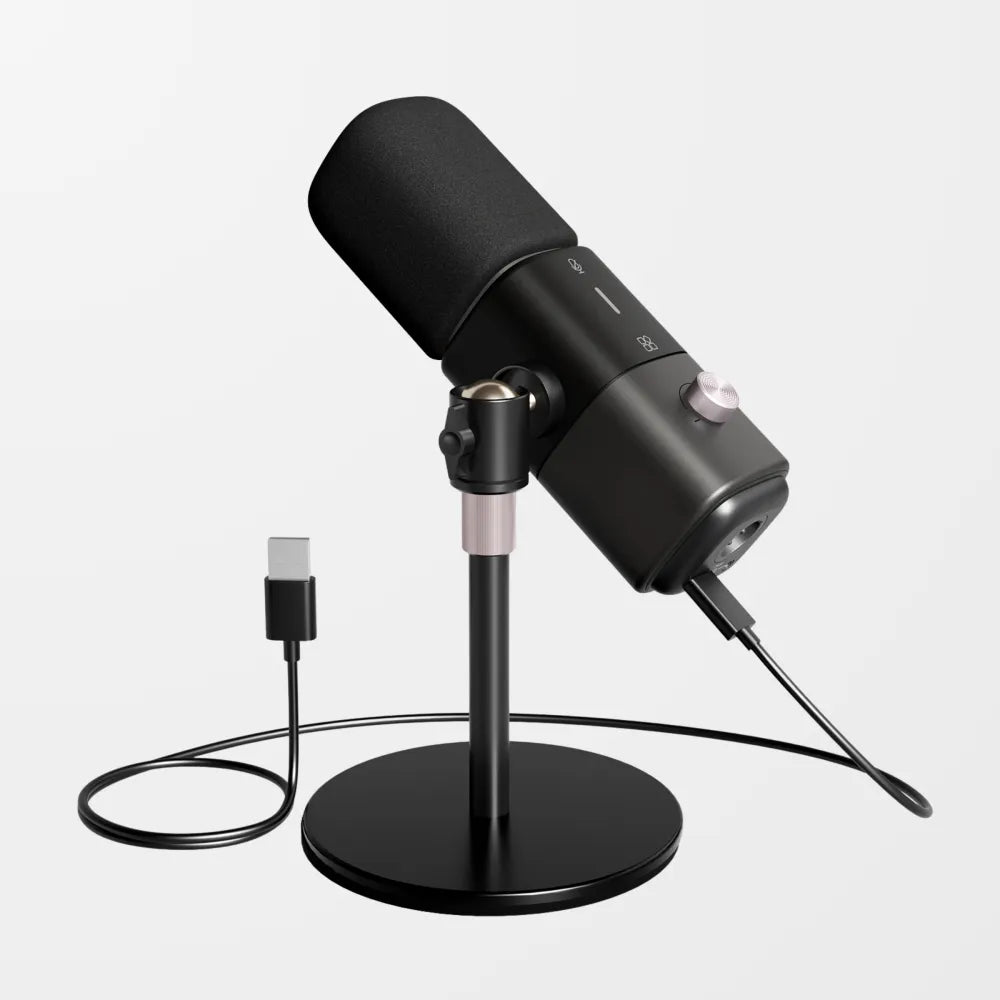 USB&XLR Podcast Microphone | Condenser Mic with Sturdy Desk Stand